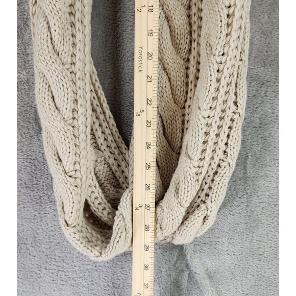 Neosan Scarf Womens One Size Beige Cable Knit Preppy Winter Infinity Loop - Picture 4 of 6